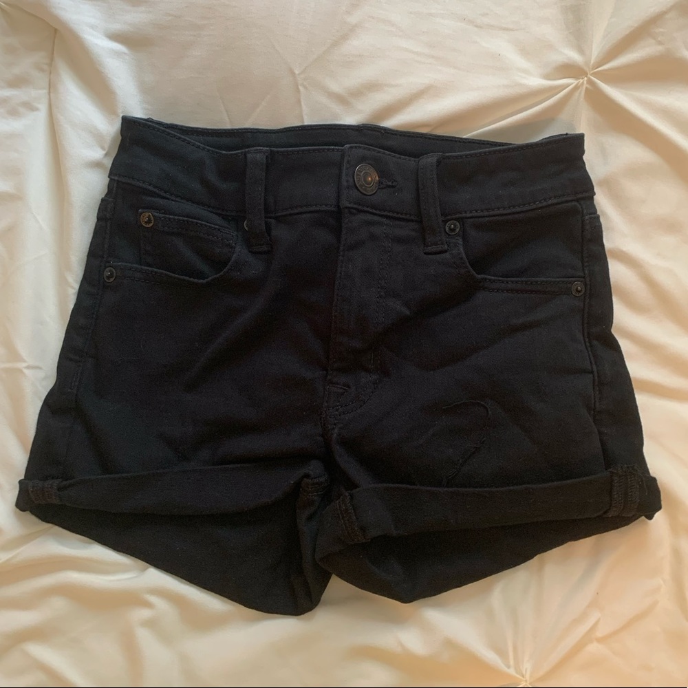 american eagle black jean shorts